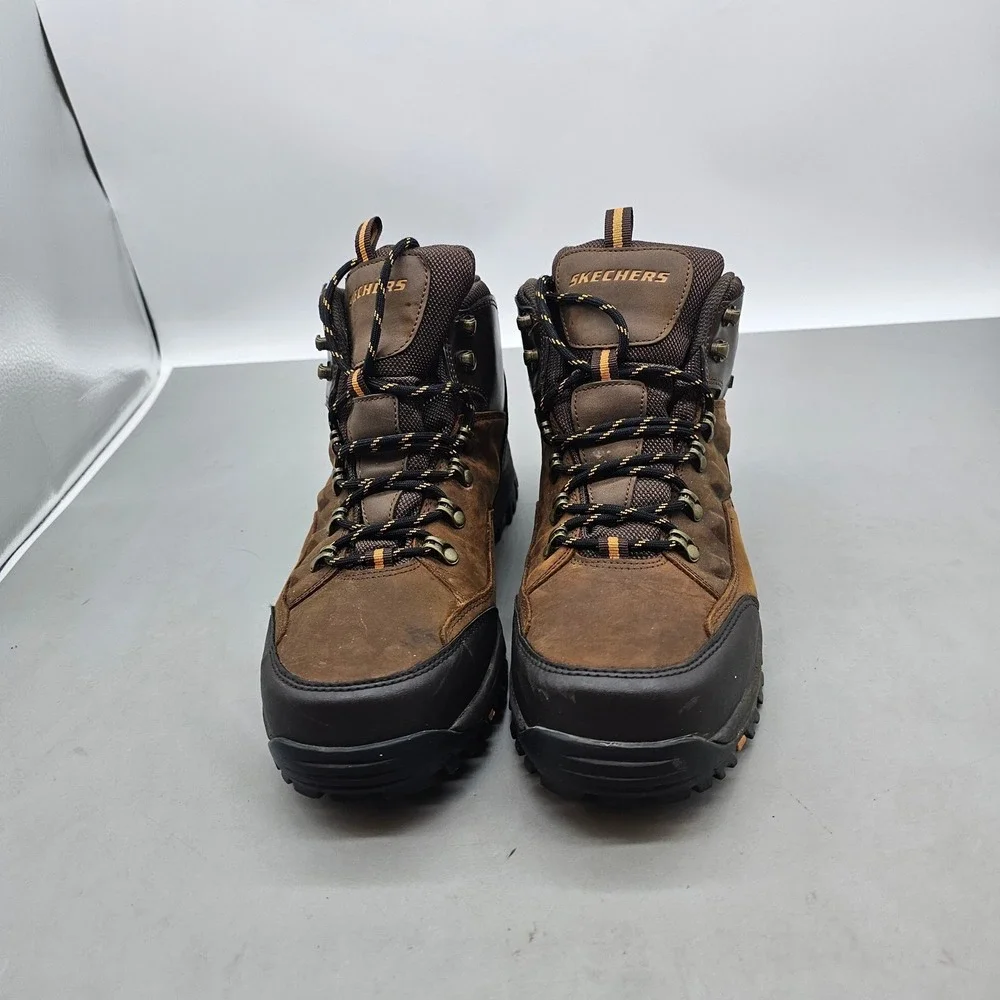 Skechers Mens Selmen Enago Waterproof Hiking Boots Brown Leather 65529 CDB 9.5